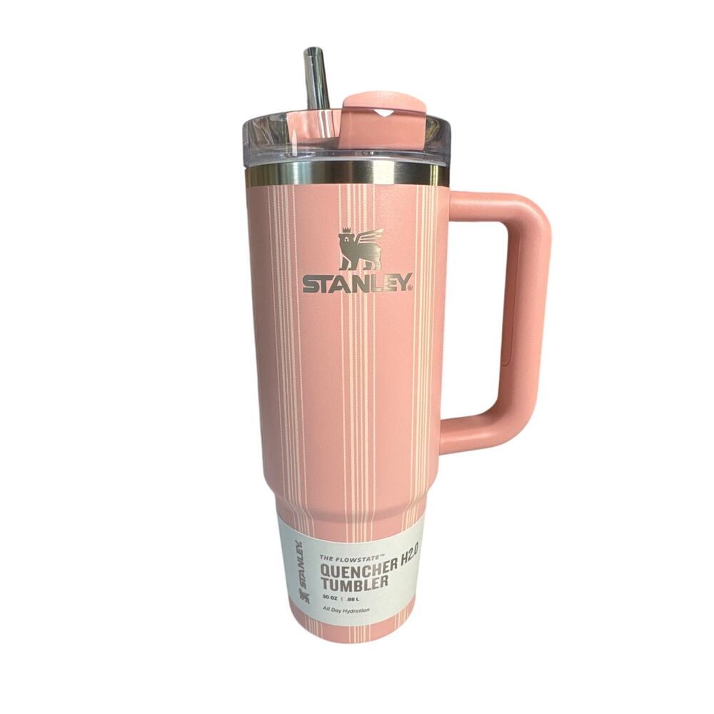 Stanley Quencher H2.0 Tumbler Cup-30 oz-Pink Stripe-NEW